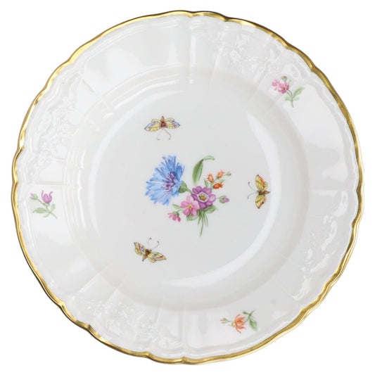 Salatschale  KPM Berlin Rocaille I.Wahl Bunte Blume mit Goldrand Dekor 36