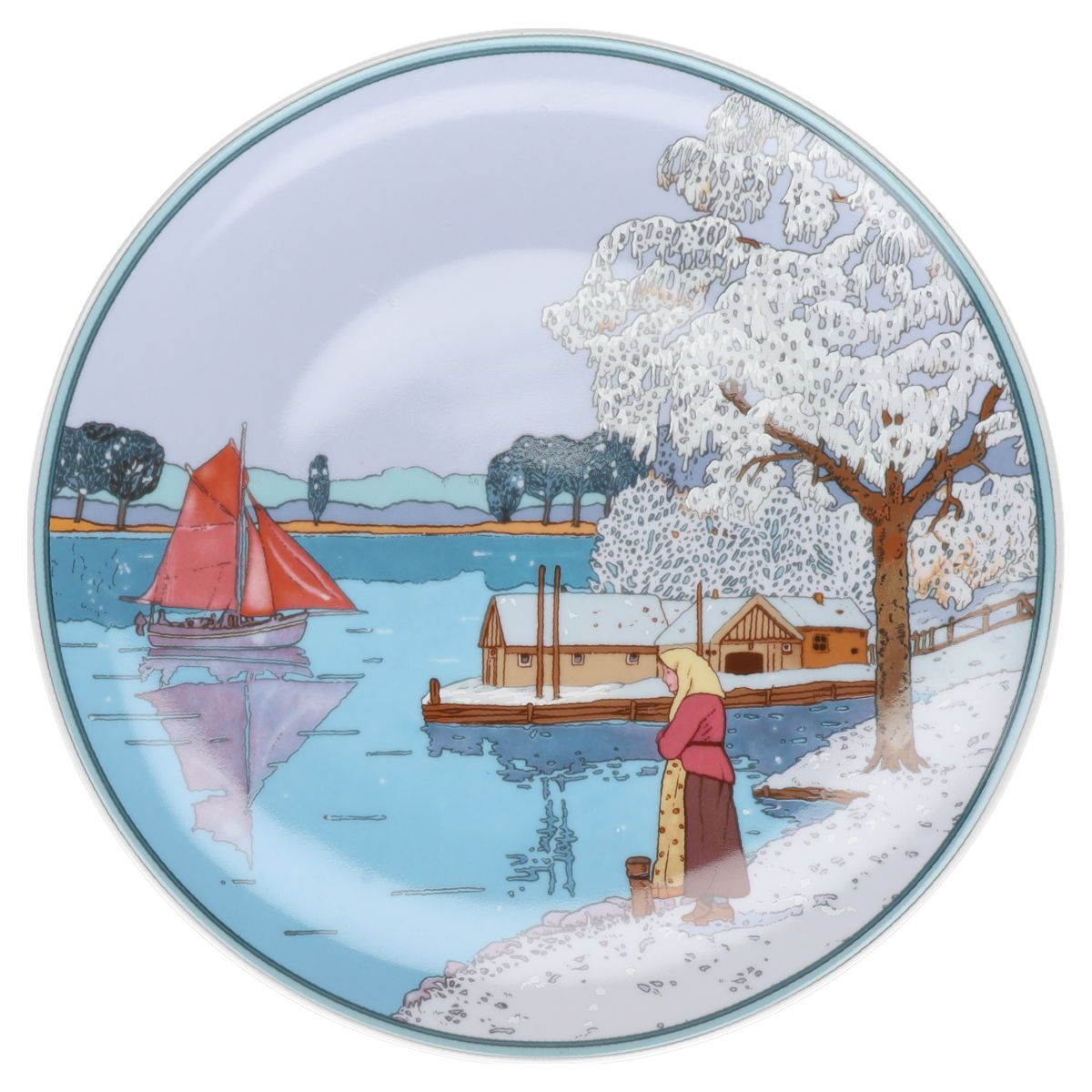 Sammelteller Wandteller : Fischer im Winter Villeroy & Boch Heinrich Deutsche Krebshilfe E.V.