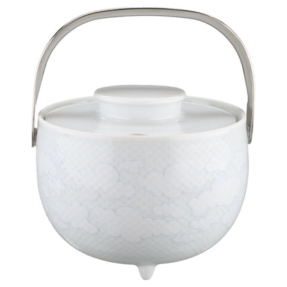 Sauciere mit Deckel und Metallhenkel