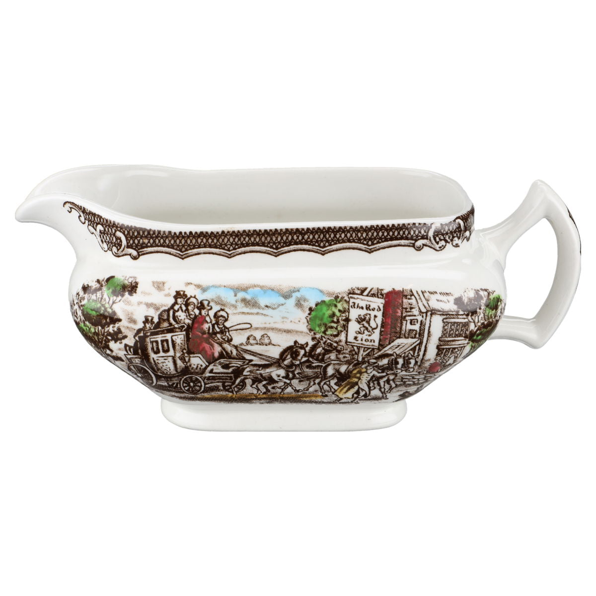 Sauciere mit Teller 2-tlg Wood & Sons England The Post House Braun Brown