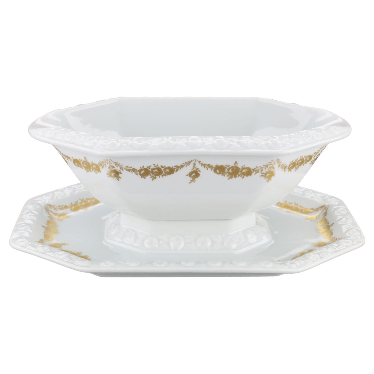 Sauciere mit Teller einteilig  Rosenthal Maria Rosenkante - gold