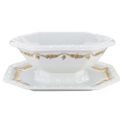 Sauciere mit Teller einteilig  Rosenthal Maria Rosenkante - gold