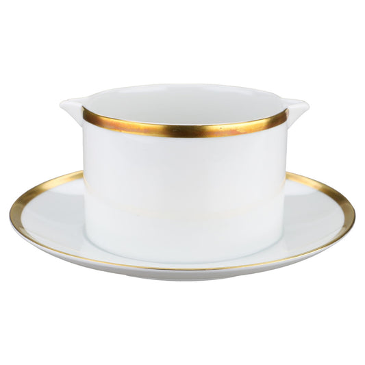 Sauciere mit Teller einteilig  Thomas Medaillon Goldrand 5 mm