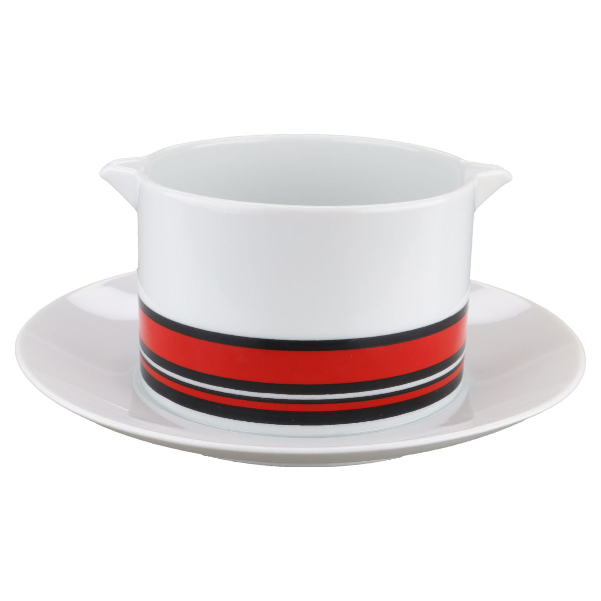 Sauciere mit Teller einteilig  Thomas Medaillon Rot Schwarz