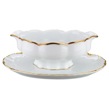 Sauciere mit Teller einteilig Hutschenreuther Racine Blenheim /Goldrand