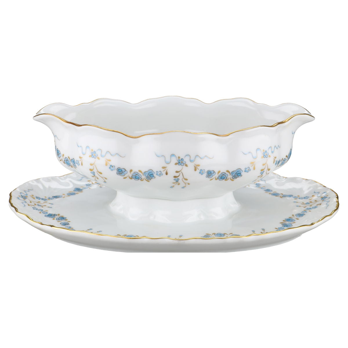 Sauciere mit Teller einteilig Hutschenreuther Racine Fontaine Bleu
