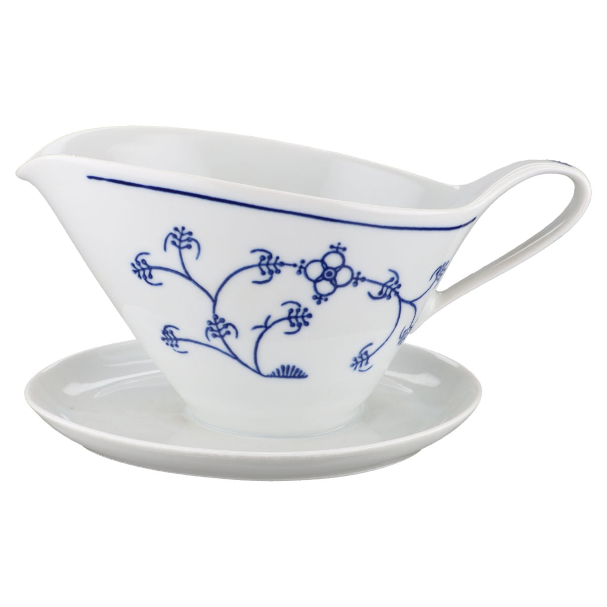 Sauciere mit Teller einteilig Jaeger & Co. Indisch blau Strohblume