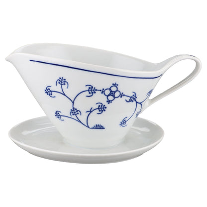 Sauciere mit Teller einteilig Jaeger & Co. Indisch blau Strohblume