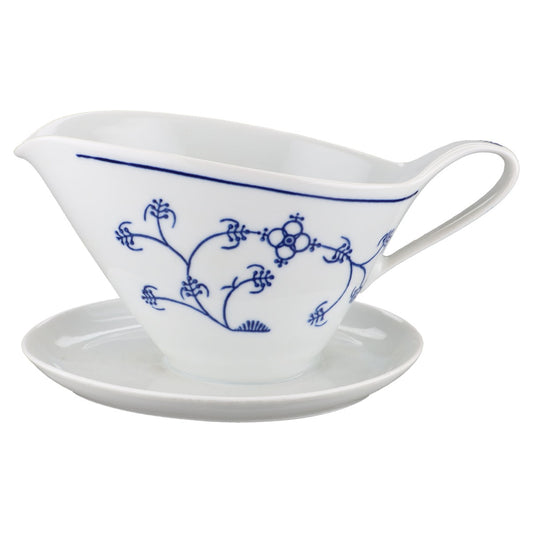 Sauciere mit Teller einteilig Jaeger & Co. Indisch blau Strohblume