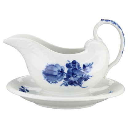 Sauciere mit Teller einteilig Modell 8069 Royal Copenhagen Blaue Blume glatt II. Wahl