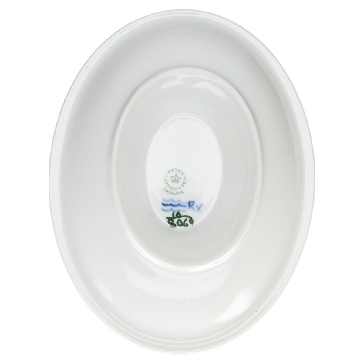 Sauciere mit Teller einteilig Modell 8069 Royal Copenhagen Blaue Blume glatt II. Wahl