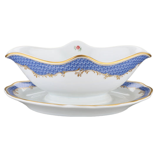 Sauciere mit Teller einteilig ohne Blumendekor Hutschenreuther Maria Theresia Coburg
