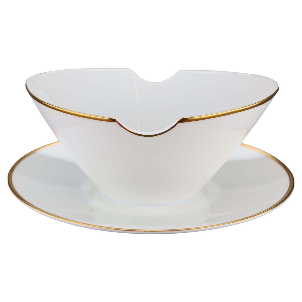 Sauciere mit Teller einteilig Rosenthal Form 2000 polierter Goldrand 2 mm Dekor 3679