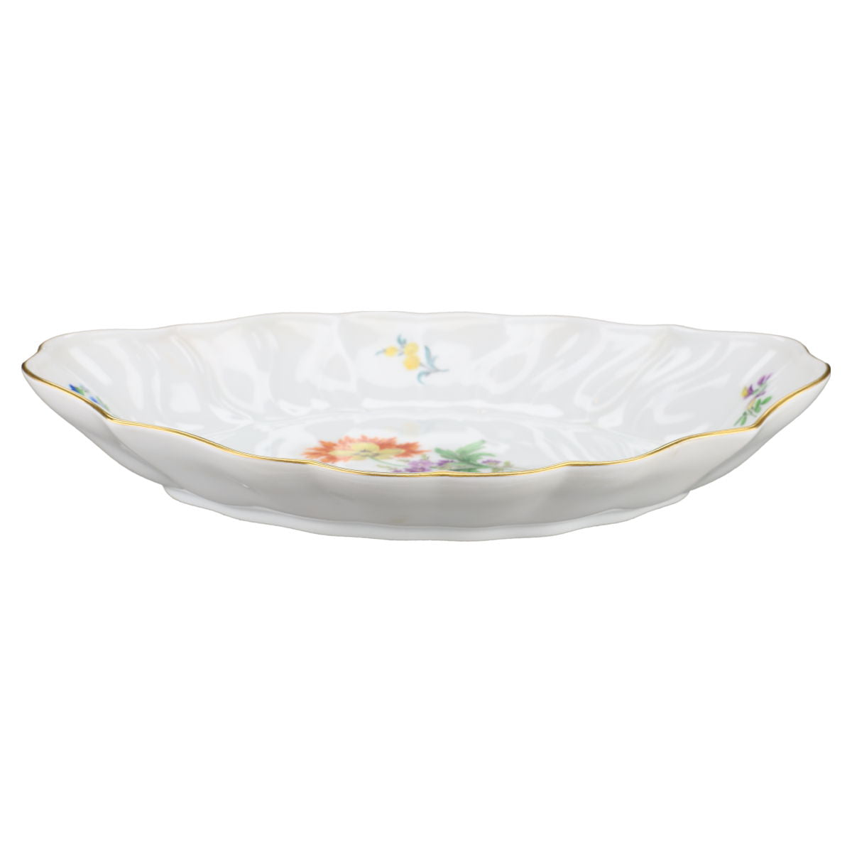 Schale oval Meissen Neuer Ausschnitt I.Wahl Bunte Blume