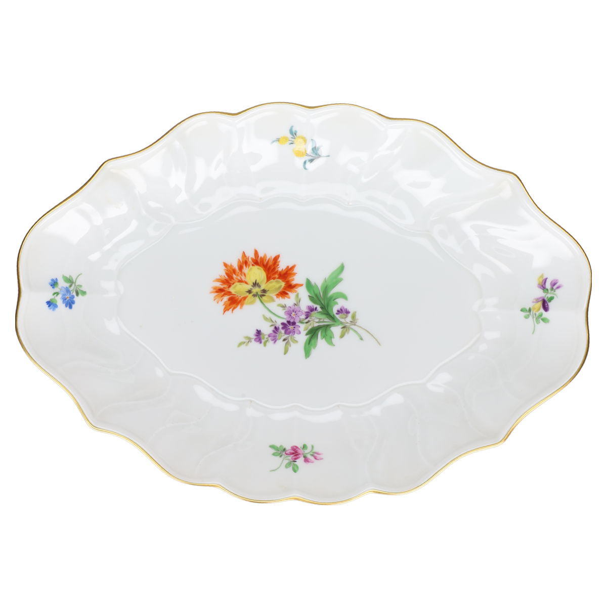 Schale oval Meissen Neuer Ausschnitt I.Wahl Bunte Blume