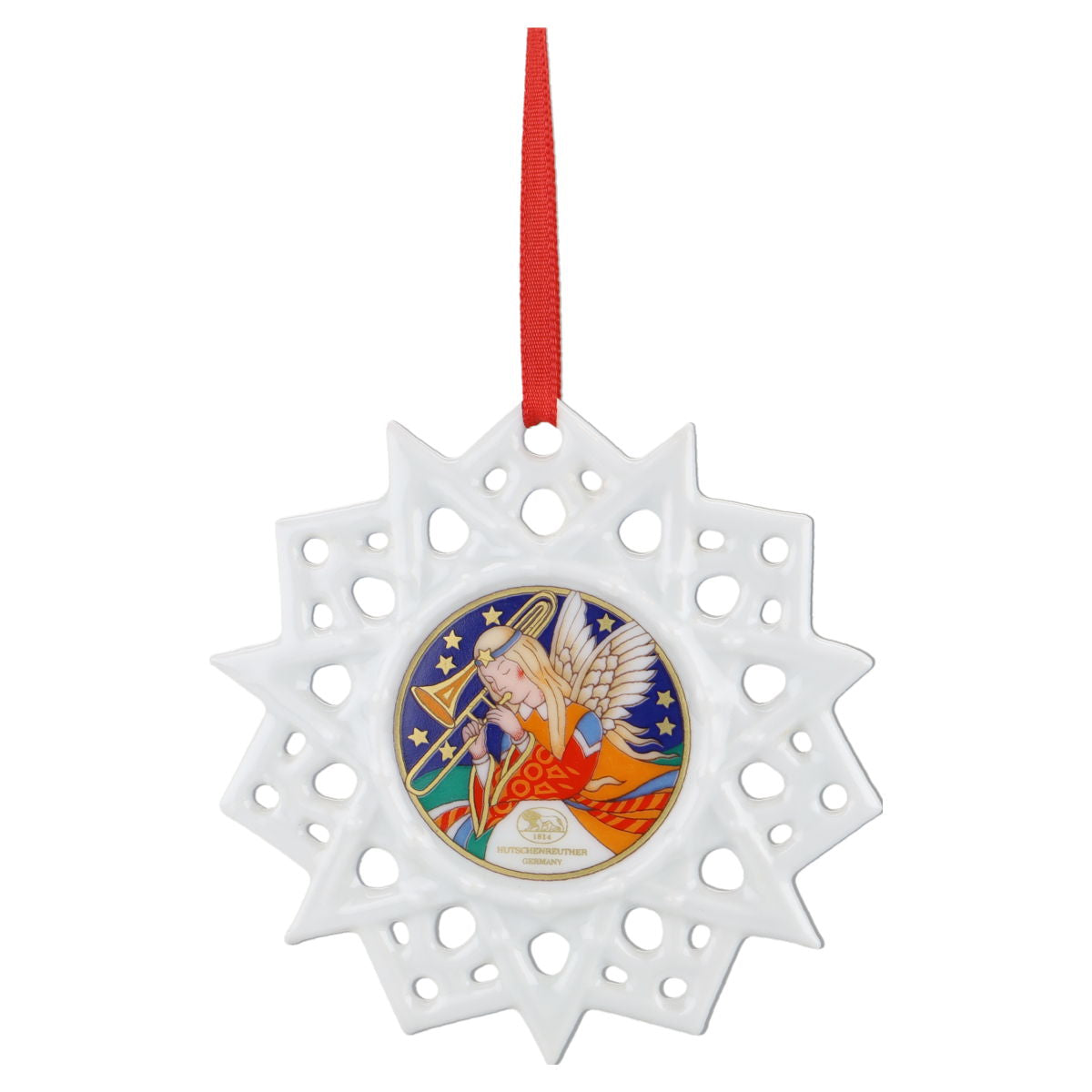 Schmuckstern - Engel mit Trompete Hutschenreuther Weihnachtsartikel Schmuck Stern mit OVP