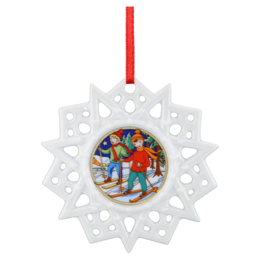 Schmuckstern - Skifahren Hutschenreuther Weihnachtsartikel Schmuck Stern mit OVP