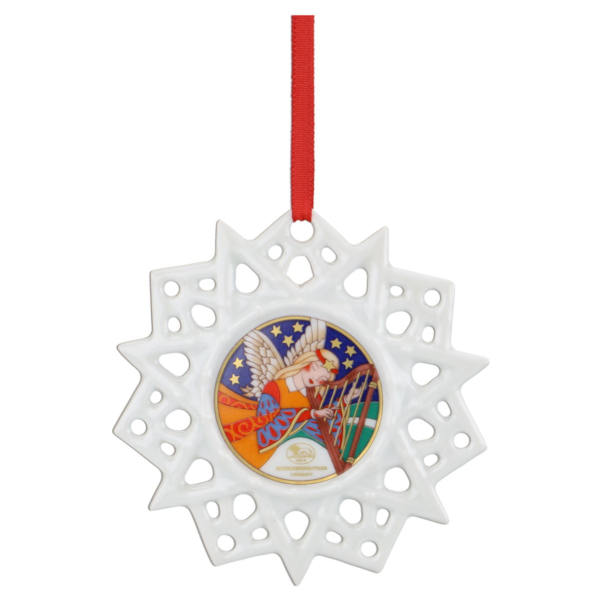 Schmuckstern Engel mit Harfe Hutschenreuther Weihnachtsartikel Schmuck Stern mit OVP
