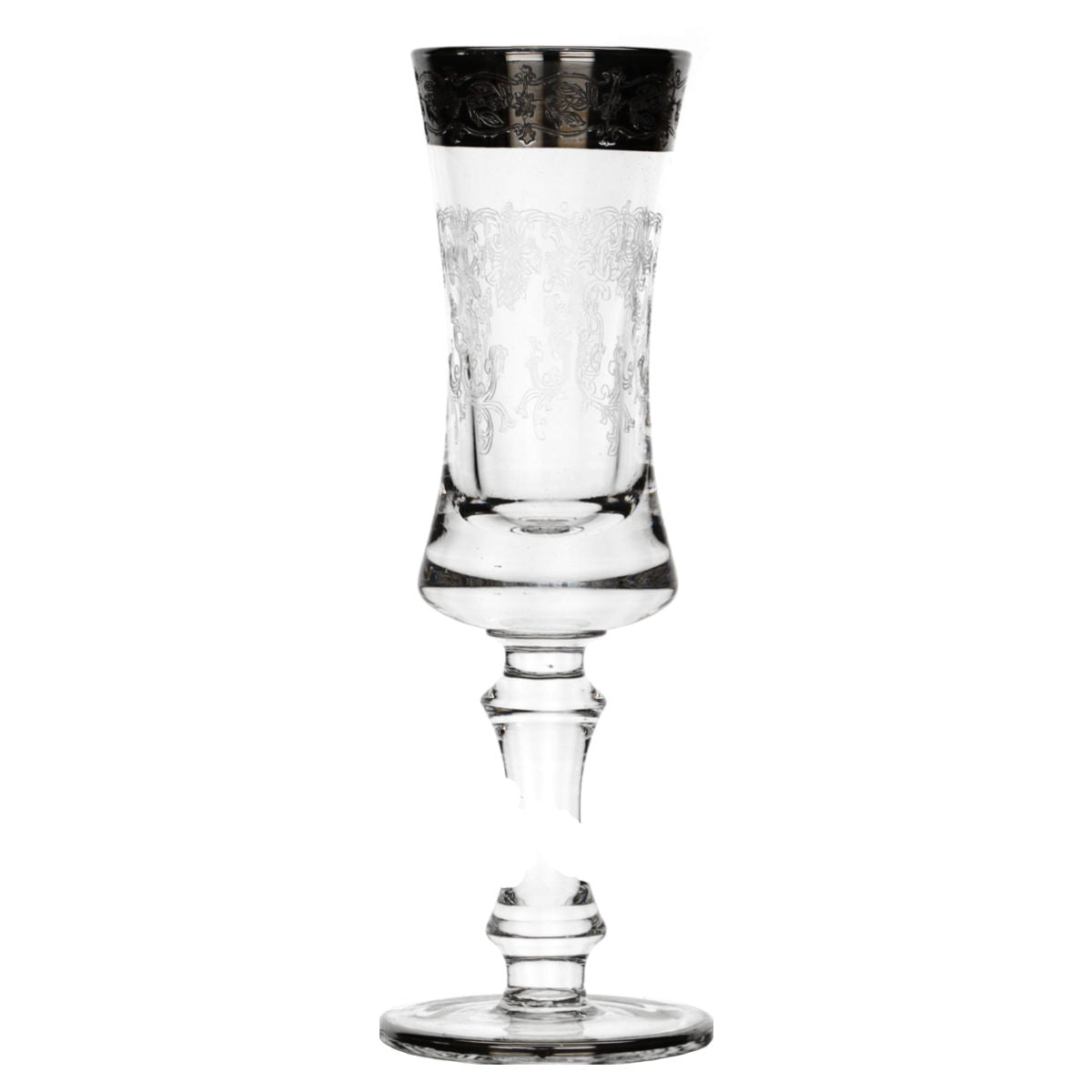 Sektkelch Sektflöte groß H 19,5 Murano Glas Medici Platinrand