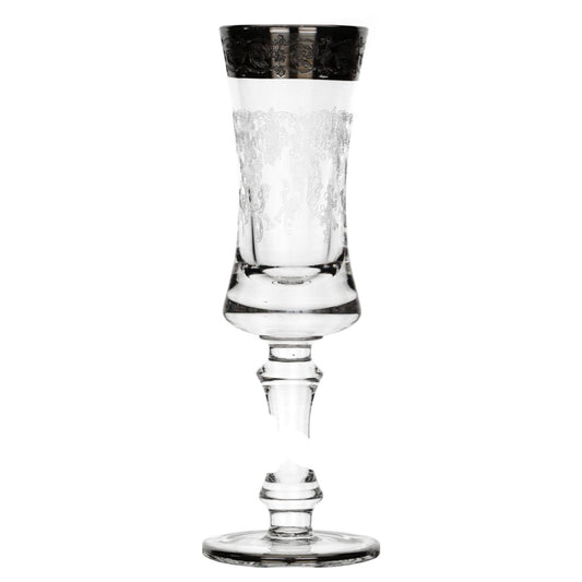 Sektkelch Sektflöte groß H 19,5 Murano Glas Medici Platinrand