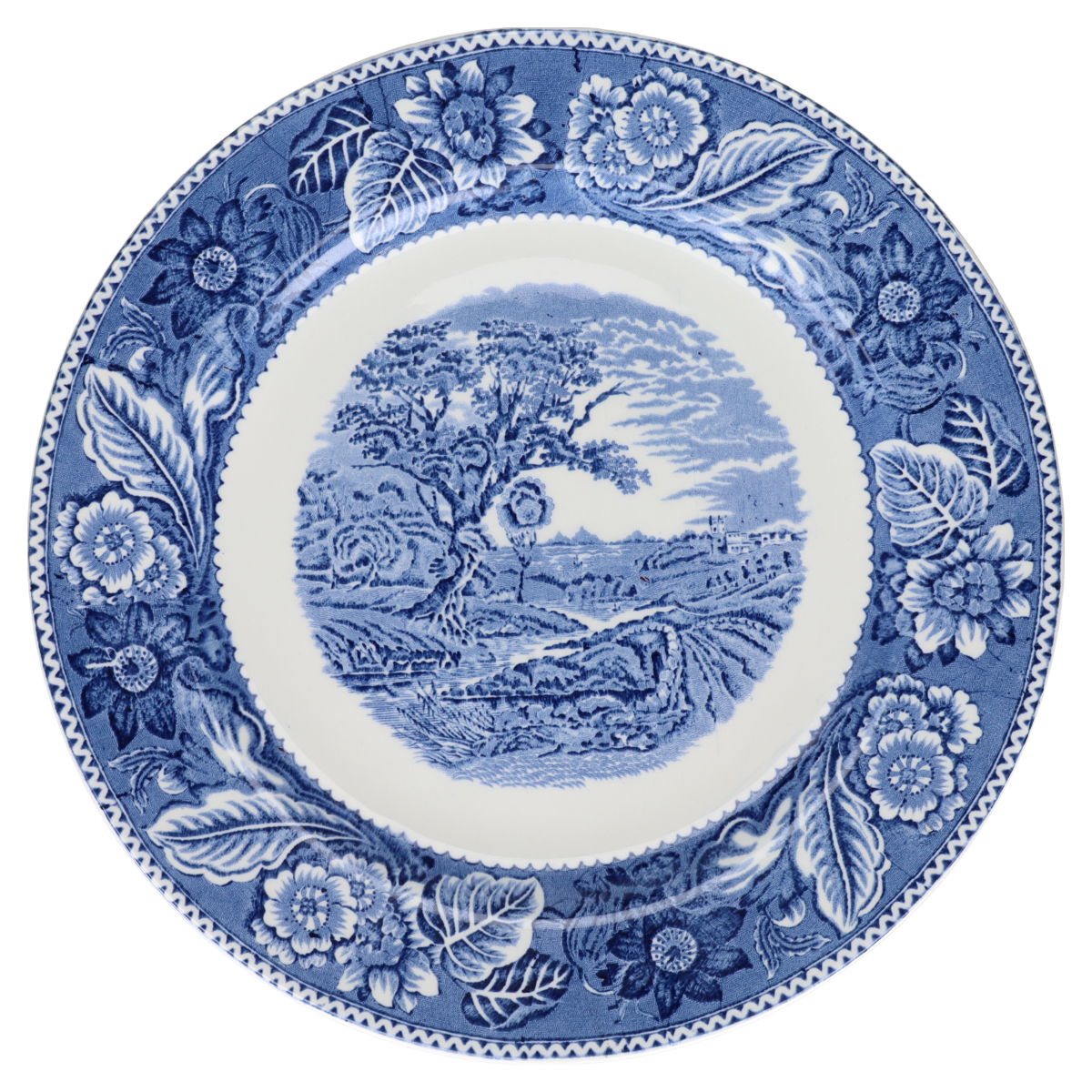 Speiseteller groß Wood & Sons England Burslem Woodland blau