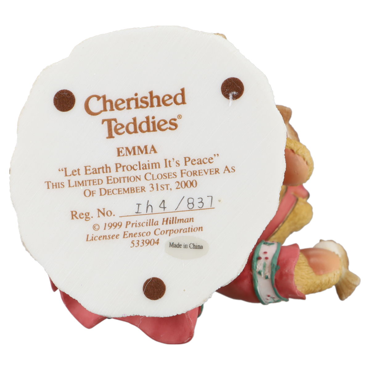 Teddy 533904 Emma "Let Earth Proclaim It's Peace" Enesco Cherished Teddies mit OVP