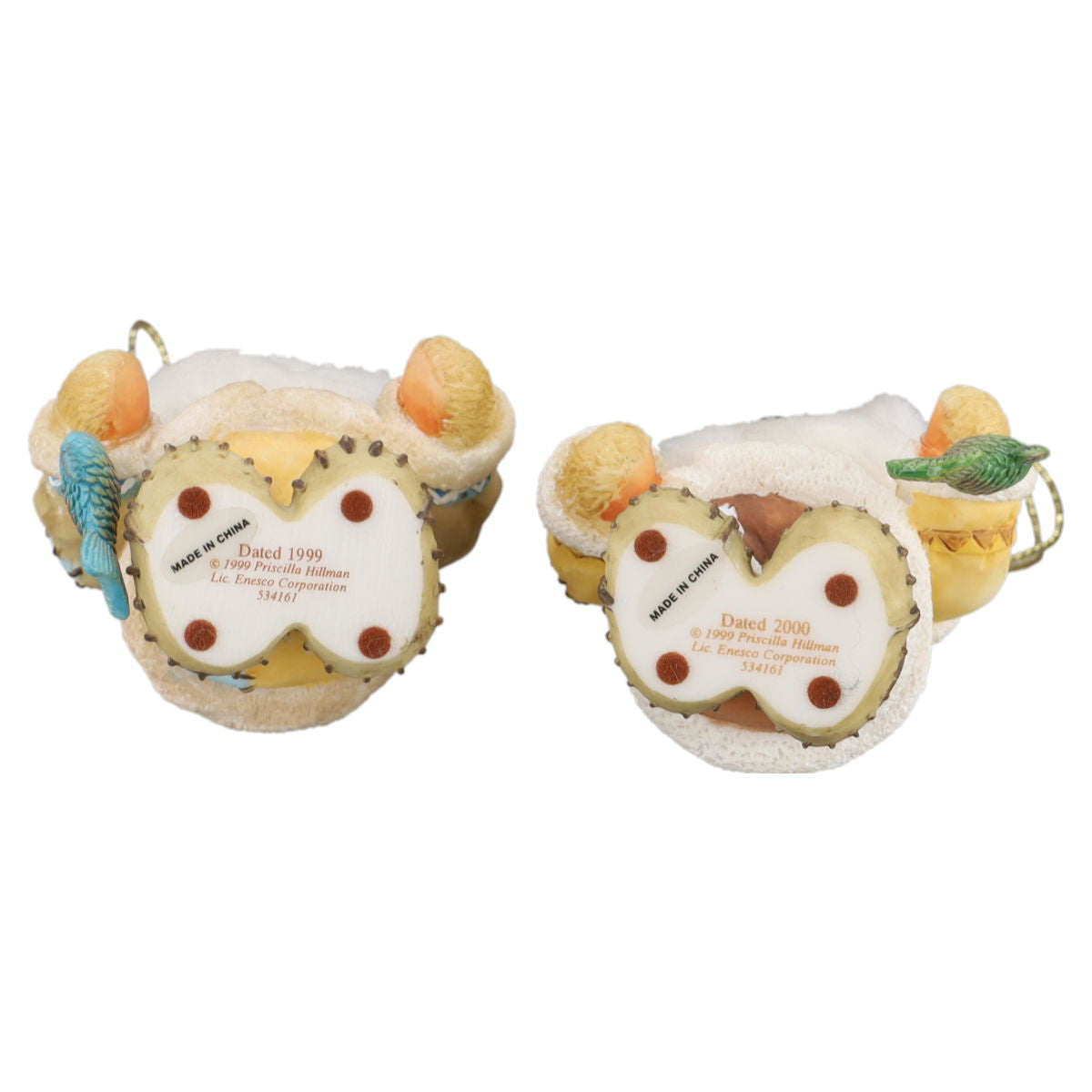 Teddy 534161 Eskimos With Fish "Dated 1999 and Dated 2000" Hanging Ornaments Enesco Cherished Teddies mit OVP