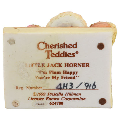Teddy 624780 "I'm Plum Happy You're My Friend" Little Jack Horner Figurine Enesco Cherished Teddies mit OVP