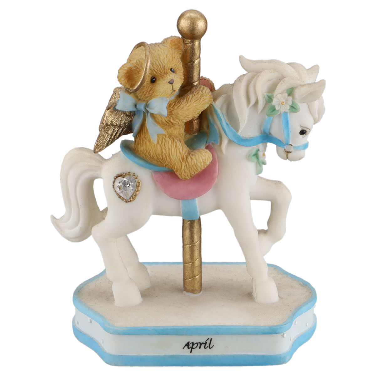 Teddy 755257 April Monthly Carousel Figurine Enesco Cherished Teddies mit OVP