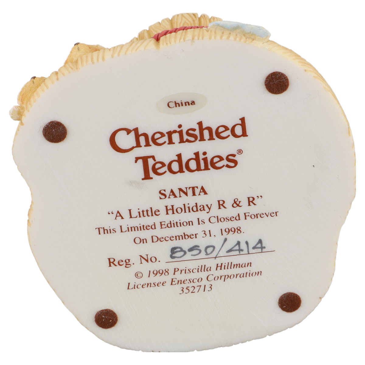 Teddy Santa 352713 Enesco Cherished Teddies