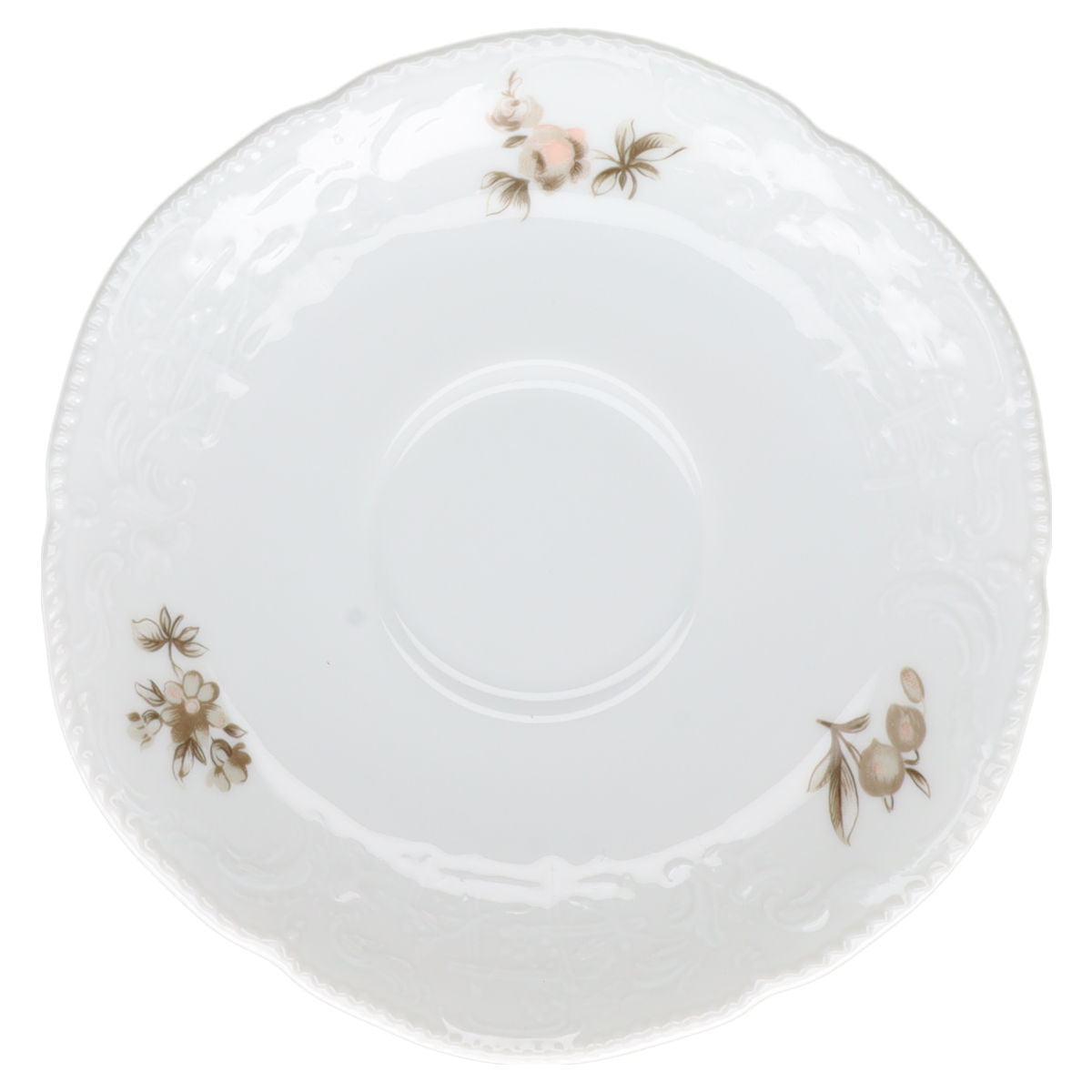 Untertasse für Kaffee Rosenthal Sanssouci weiß Braune Rose