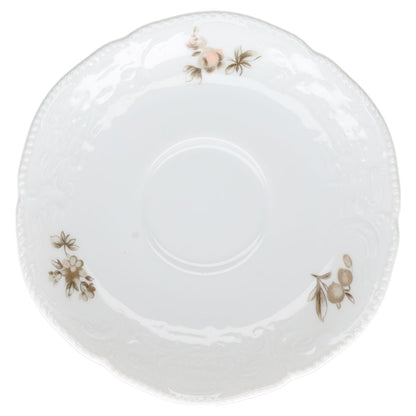 Untertasse für Kaffee Rosenthal Sanssouci weiß Braune Rose