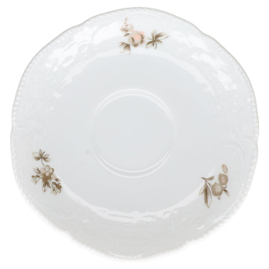 Untertasse für Kaffee Rosenthal Sanssouci weiß Braune Rose