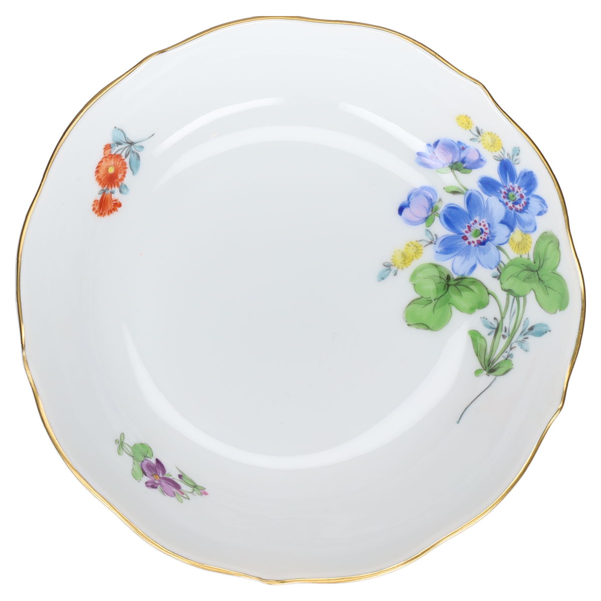 Untertasse für Mokka Espresso Blüte Blau Typ II Meissen Neuer Ausschnitt I.Wahl Bunte Blume