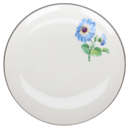 Untertasse für Mokka Espresso Blüte Blau Typ IV KPM Berlin Urbino I.Wahl Wildblumen mit grauem Rand