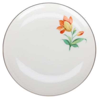 Untertasse für Mokka Espresso Blüte Gelb Orange Typ I KPM Berlin Urbino I.Wahl Wildblumen mit grauem Rand
