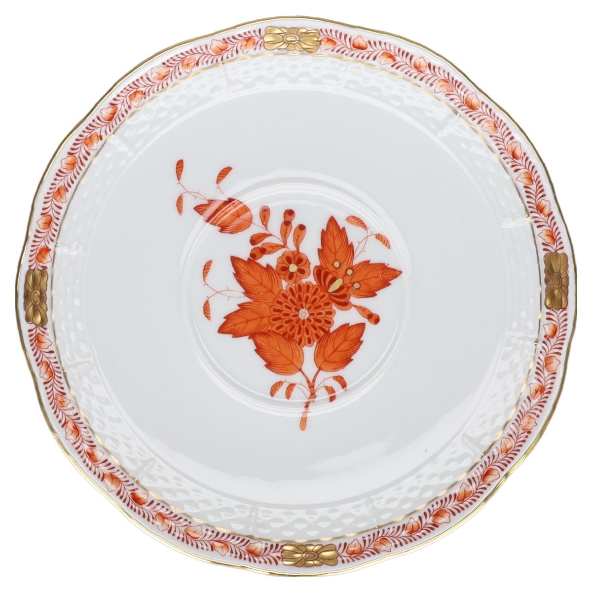 Untertasse für Suppe Modell 744 Herend Ungarn Apponyi orange