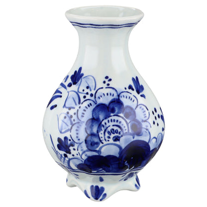 Vase klein auf 4 Füssen H 10 cm Delfts Keramik Blaue Blume