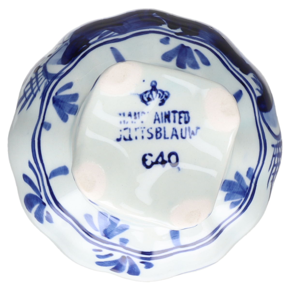 Vase klein auf 4 Füssen H 10 cm Delfts Keramik Blaue Blume