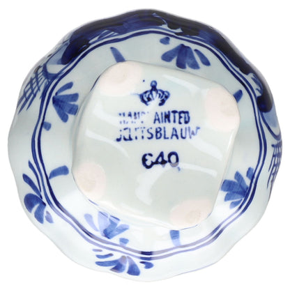 Vase klein auf 4 Füssen H 10 cm Delfts Keramik Blaue Blume