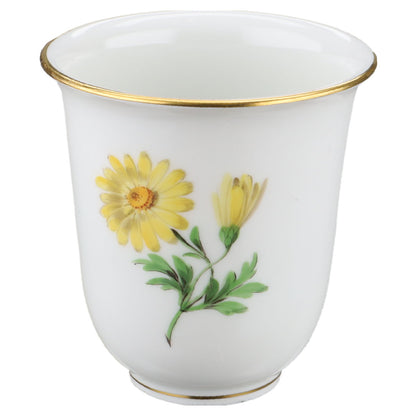 Vase klein H 6,5 cm Margarite Gelb Meissen Neuer Ausschnitt II.Wahl Bunte Blume