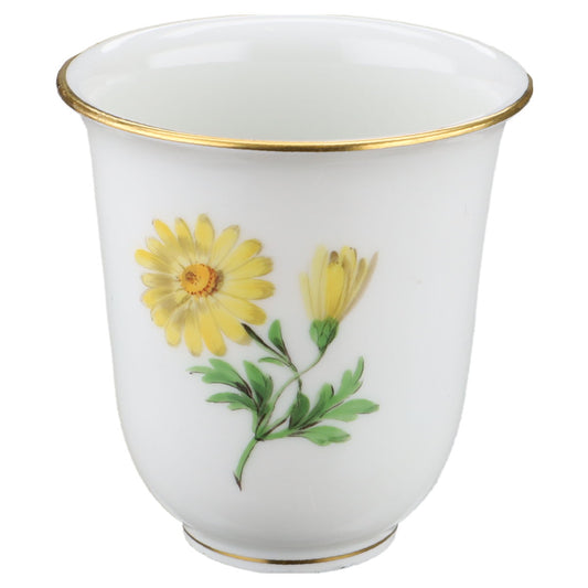 Vase klein H 6,5 cm Margarite Gelb Meissen Neuer Ausschnitt II.Wahl Bunte Blume