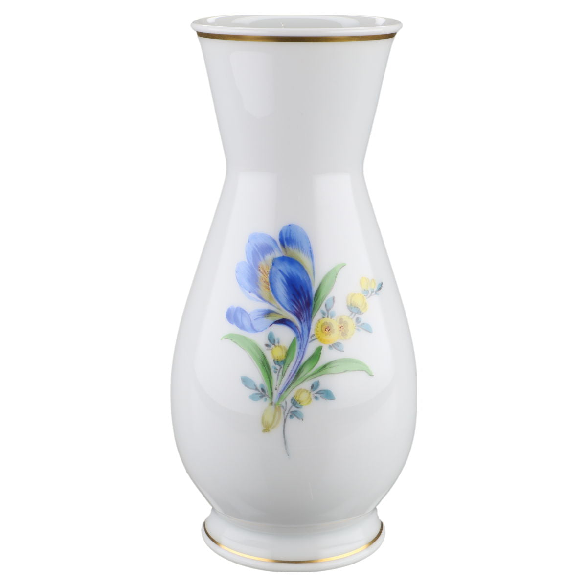 Vase mittelgroß Blüte Blau Gelb Meissen Zierporzellan Vasen und Amphoren