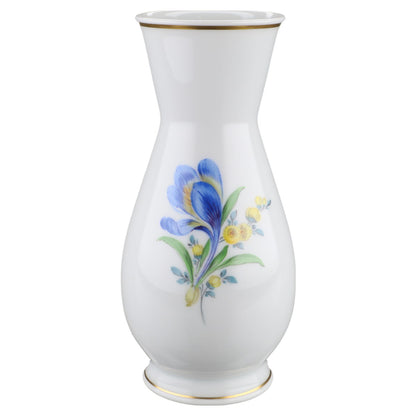 Vase mittelgroß Blüte Blau Gelb Meissen Zierporzellan Vasen und Amphoren