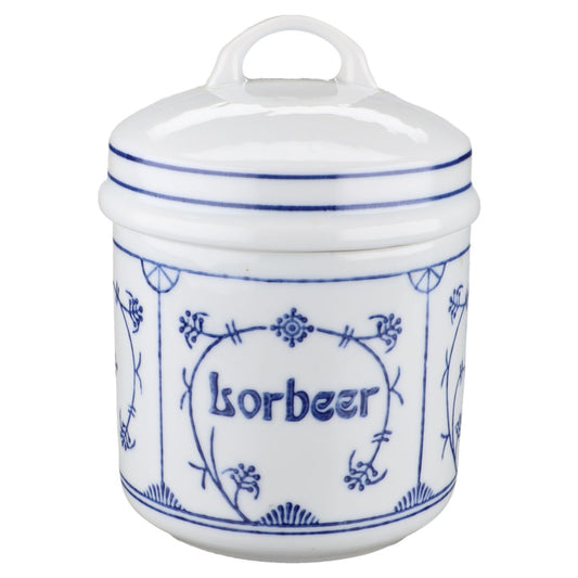 Vorratsdose Lorbeer H 12,5 cm Jaeger & Co. Indisch blau Strohblume