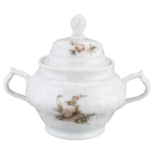 Zuckerdose  Rosenthal Sanssouci weiß Braune Rose