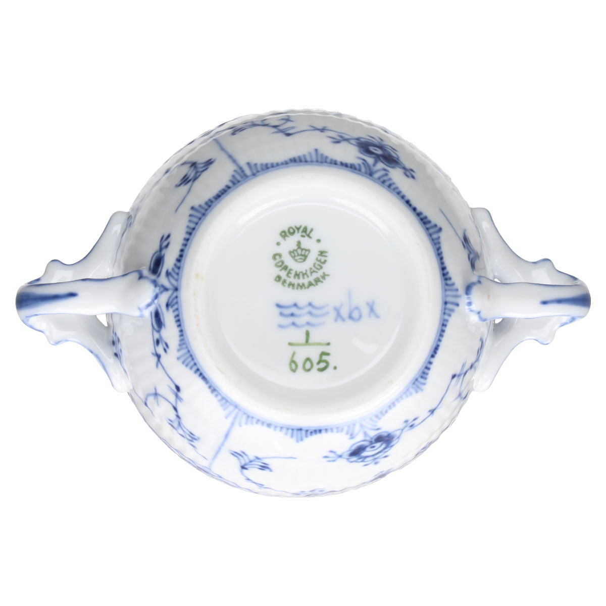 Zuckerdose Model 605 Royal Copenhagen Musselmalet Halbspitze II. Wahl