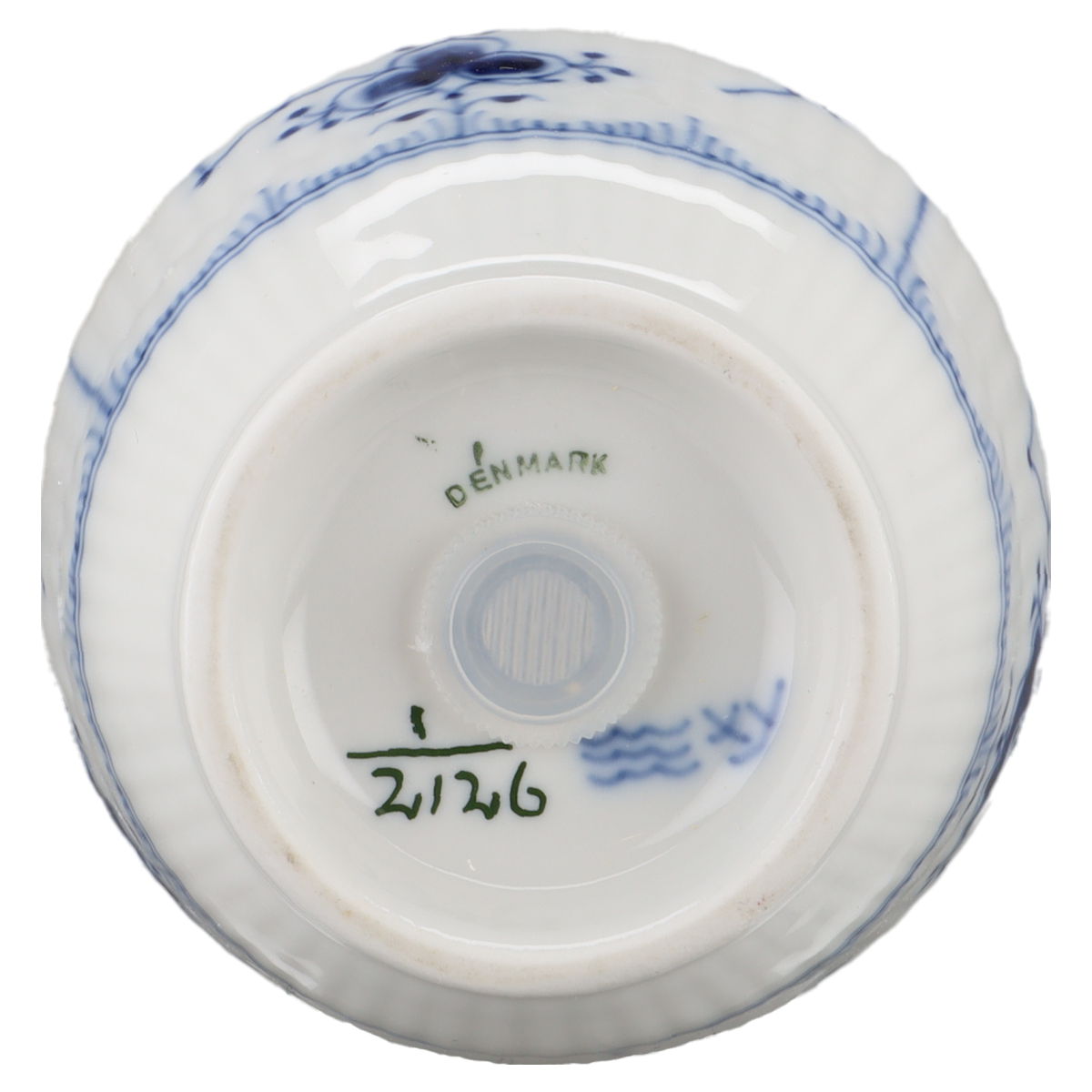 Zuckerstreuer groß Modell 2126 Royal Copenhagen Musselmalet gerippt II.Wahl