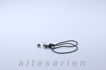 Halskette mit Ohrstecker Blau Schwarzes Dekor Textilkette