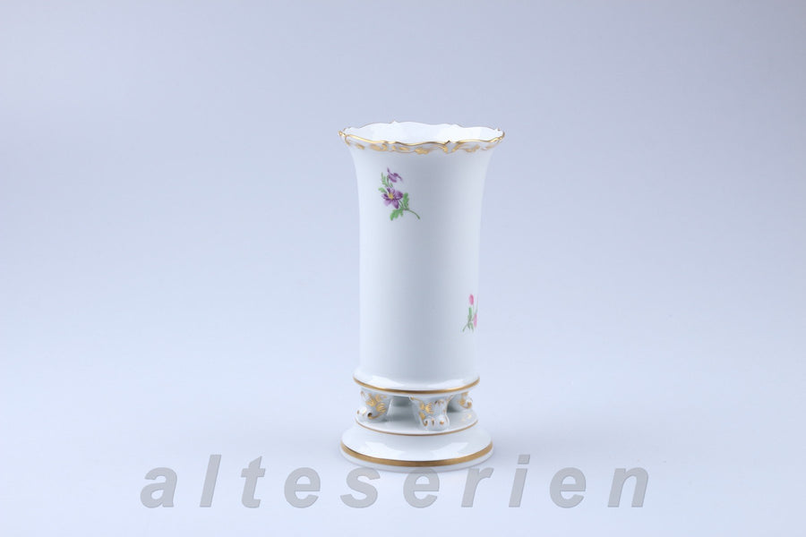 Vase klein auf 4 Füssen I.Wahl mit Blumenmalerei Goldrand